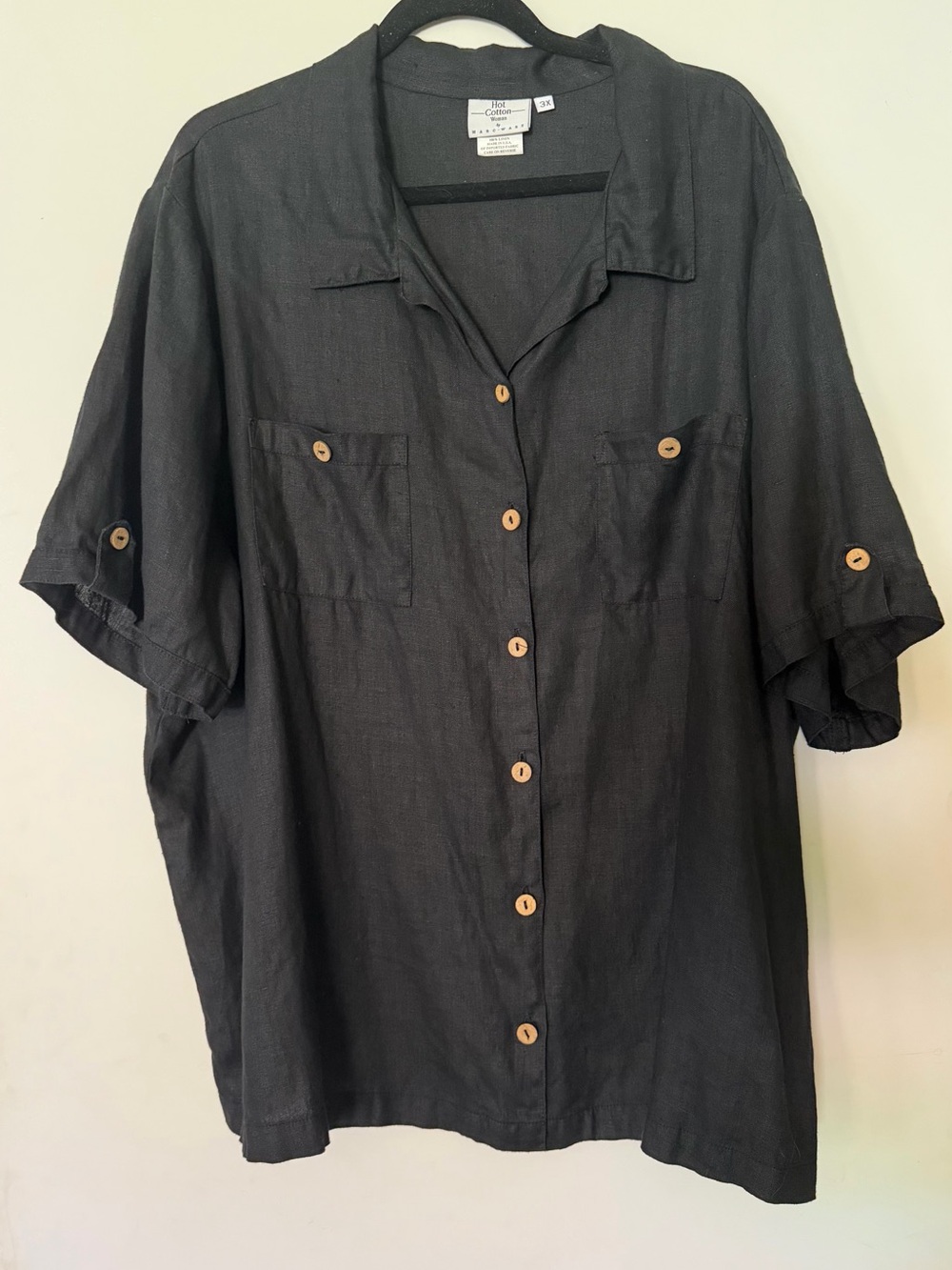 Hot Cotton Woman 100% Linen Made in USA Button Up